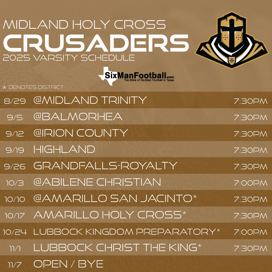 Midland Holy Cross Crusaders 2025 football schedule