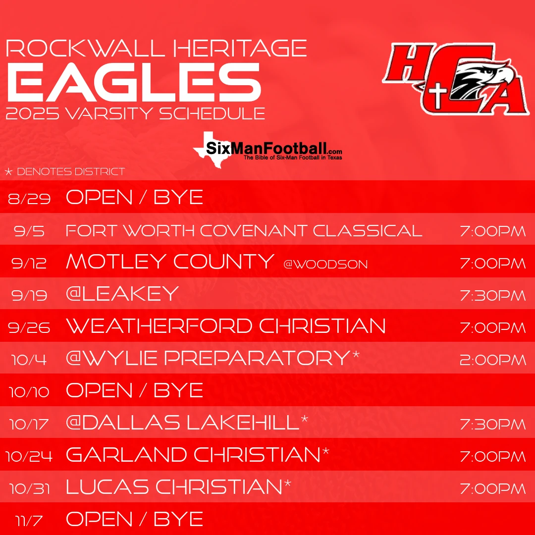 Rockwall Heritage Eagles 2025 football schedule