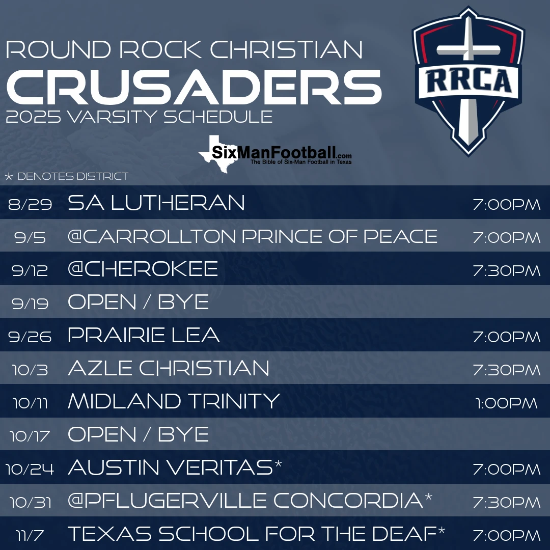 Round Rock Christian Crusaders 2025 football schedule