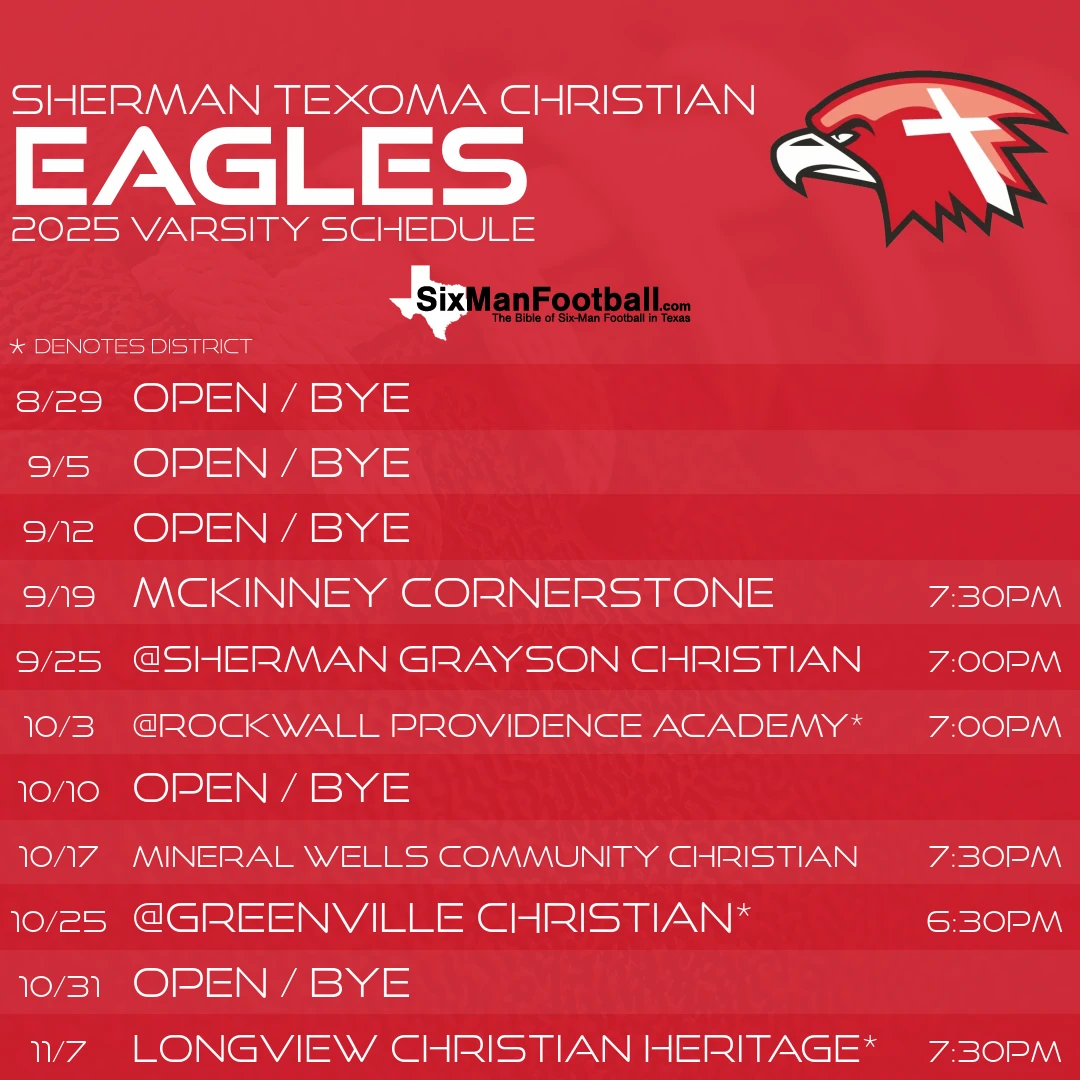 Sherman Texoma Christian Eagles 2025 football schedule