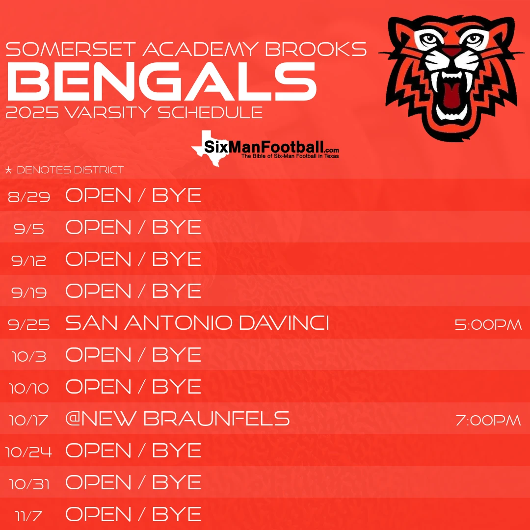 Somerset Academy Brooks Bengals 2025 football schedule