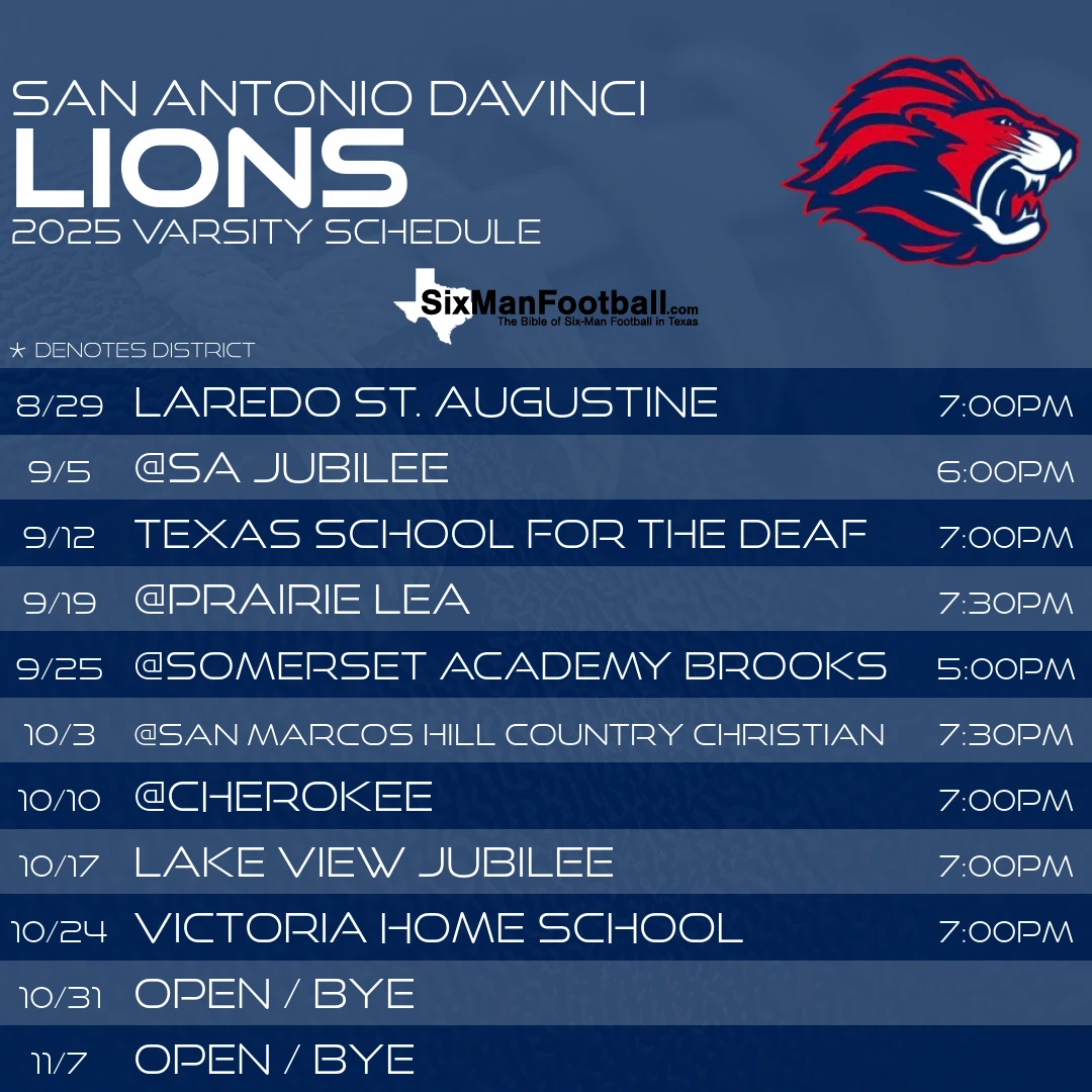 San Antonio DaVinci Lions 2025 football schedule