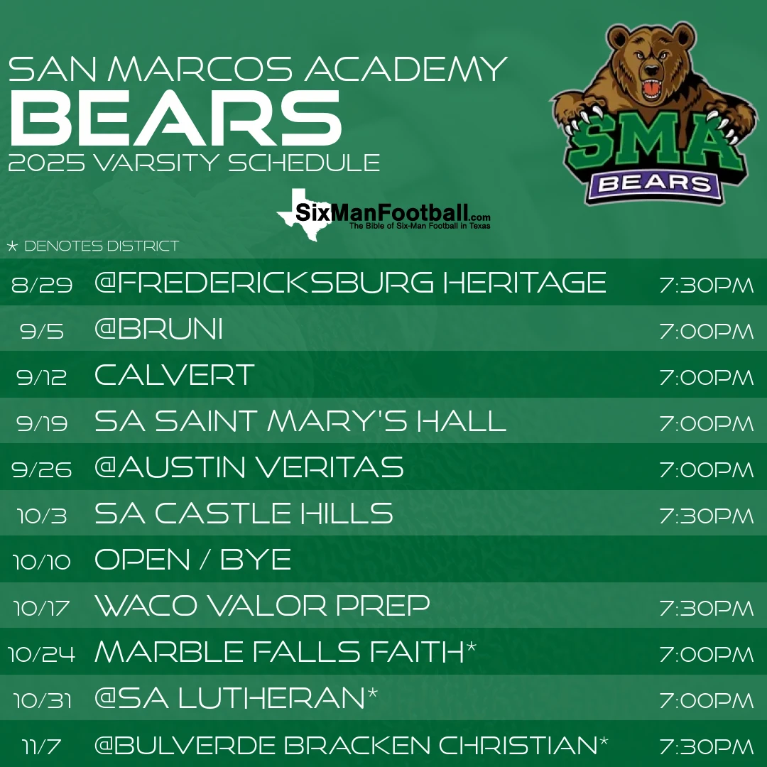 San Marcos Academy Bears 2025 football schedule