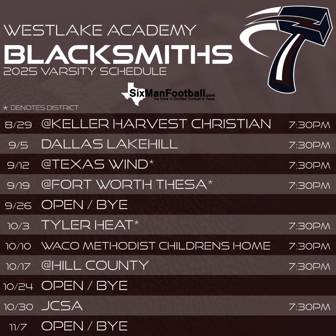 Westlake Academy Blacksmiths 2025 football schedule