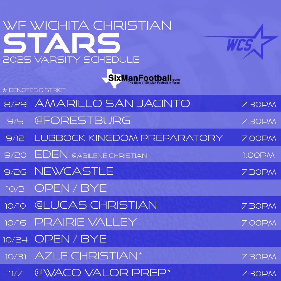 WF Wichita Christian Stars 2025 football schedule