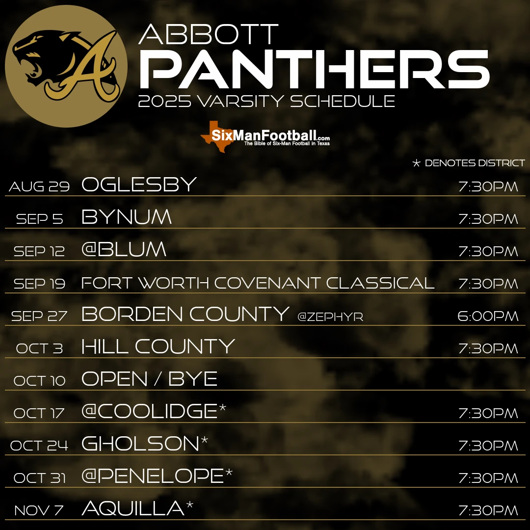 Abbott Panthers 2025 football schedule