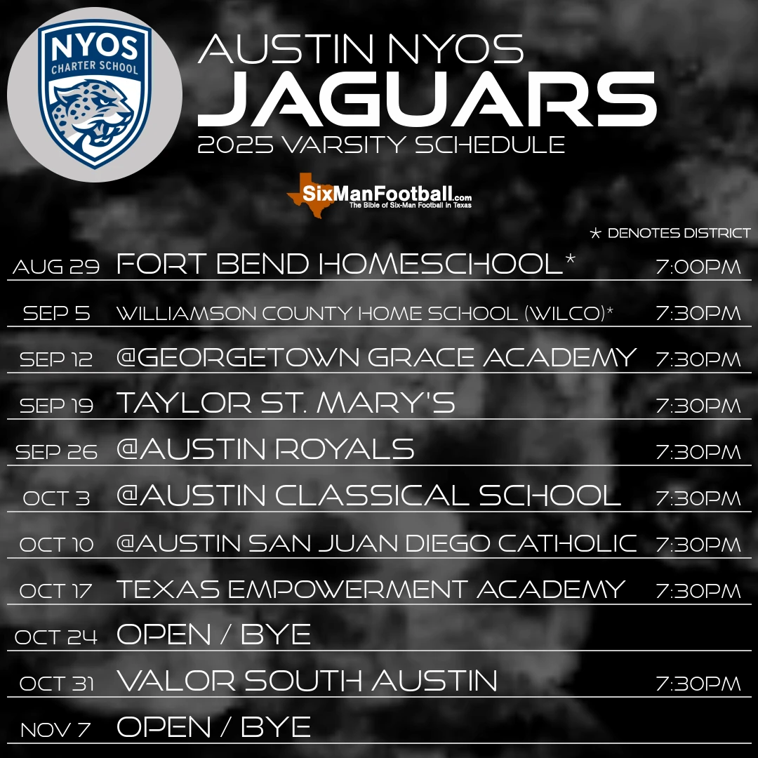 Austin NYOS Jaguars 2025 football schedule