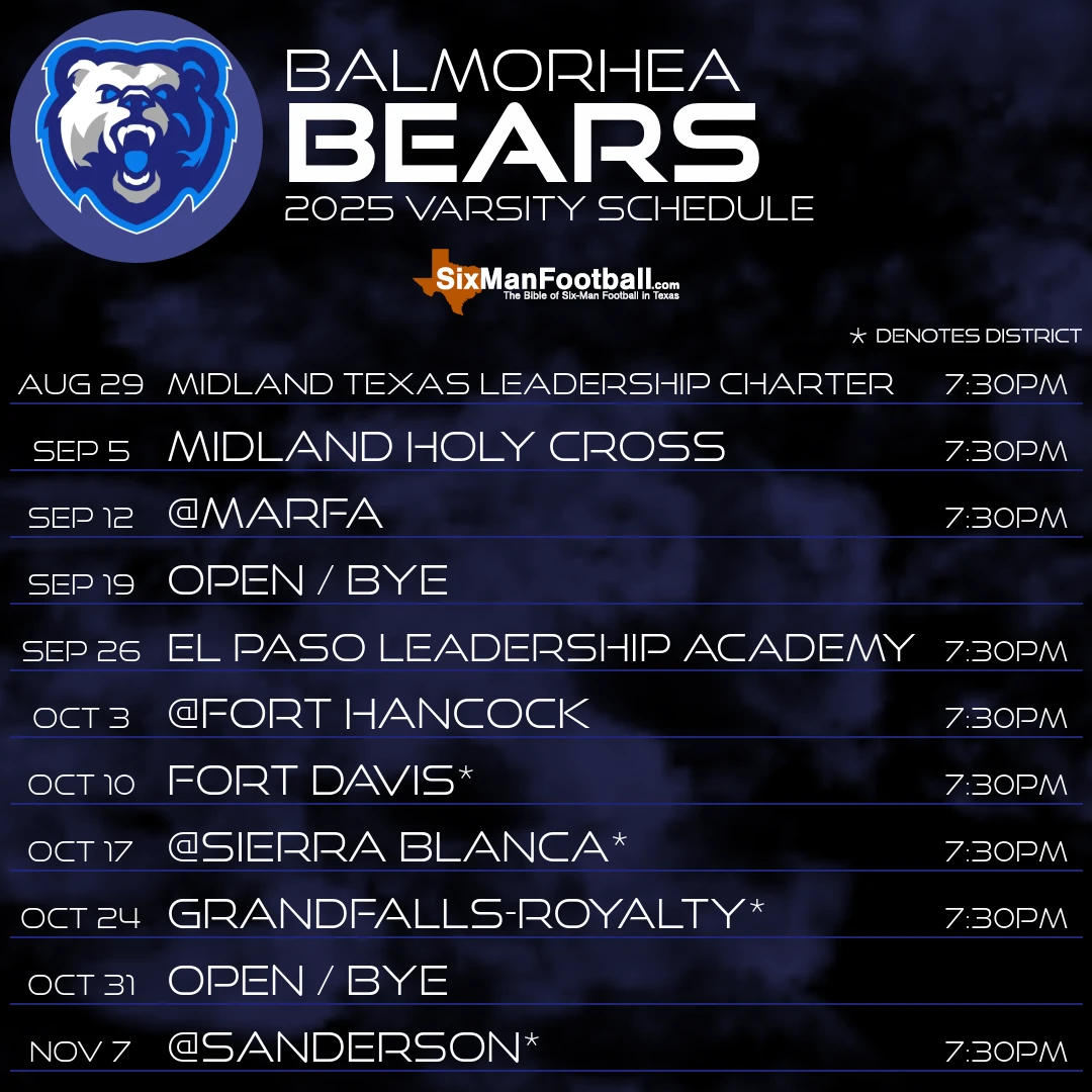 Balmorhea Bears 2025 football schedule