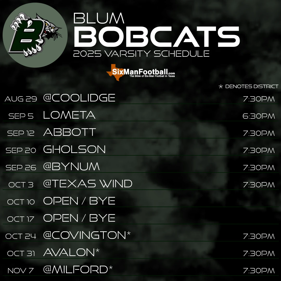 Blum Bobcats 2025 football schedule