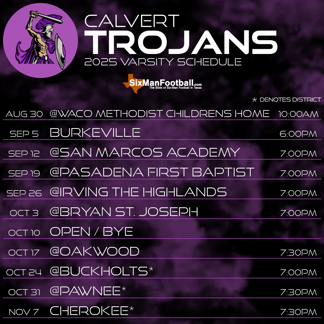 Calvert Trojans 2025 football schedule