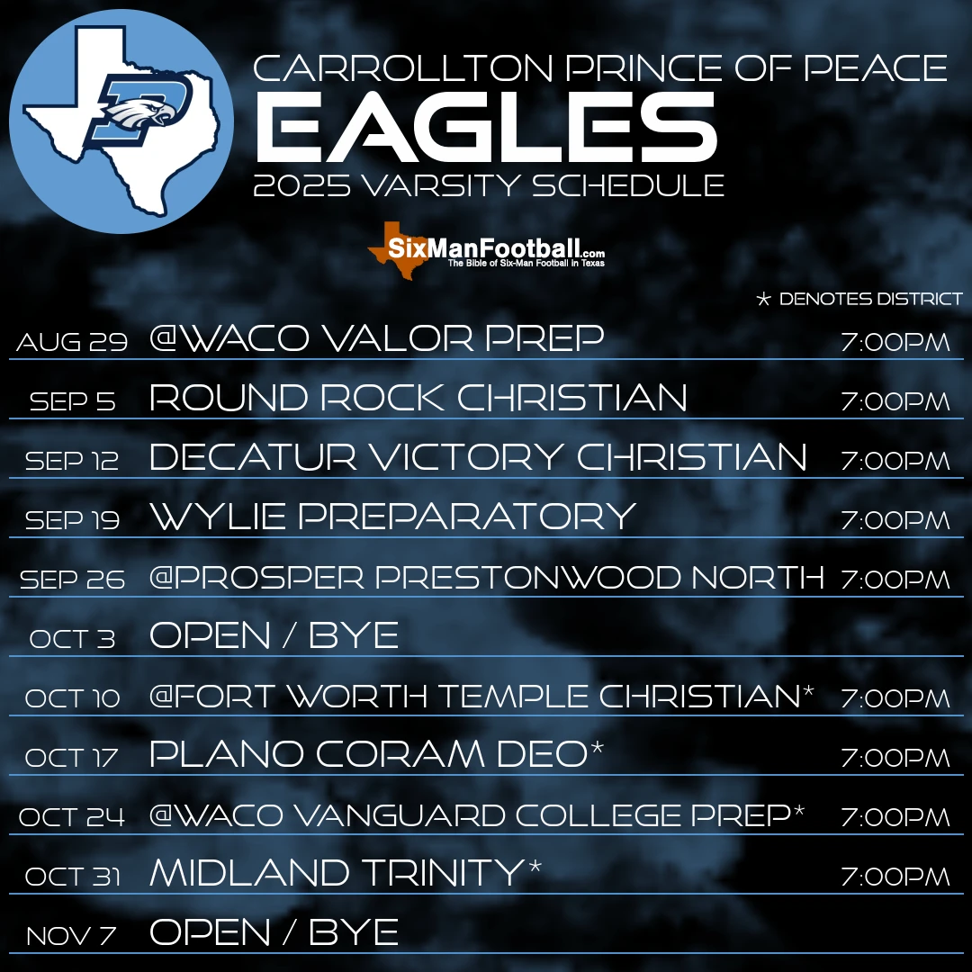 Carrollton Prince of Peace Eagles 2025 football schedule