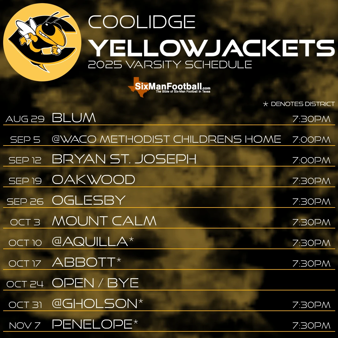 Coolidge Yellowjackets 2025 football schedule