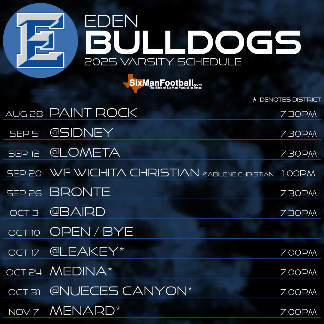 Eden Bulldogs 2025 football schedule
