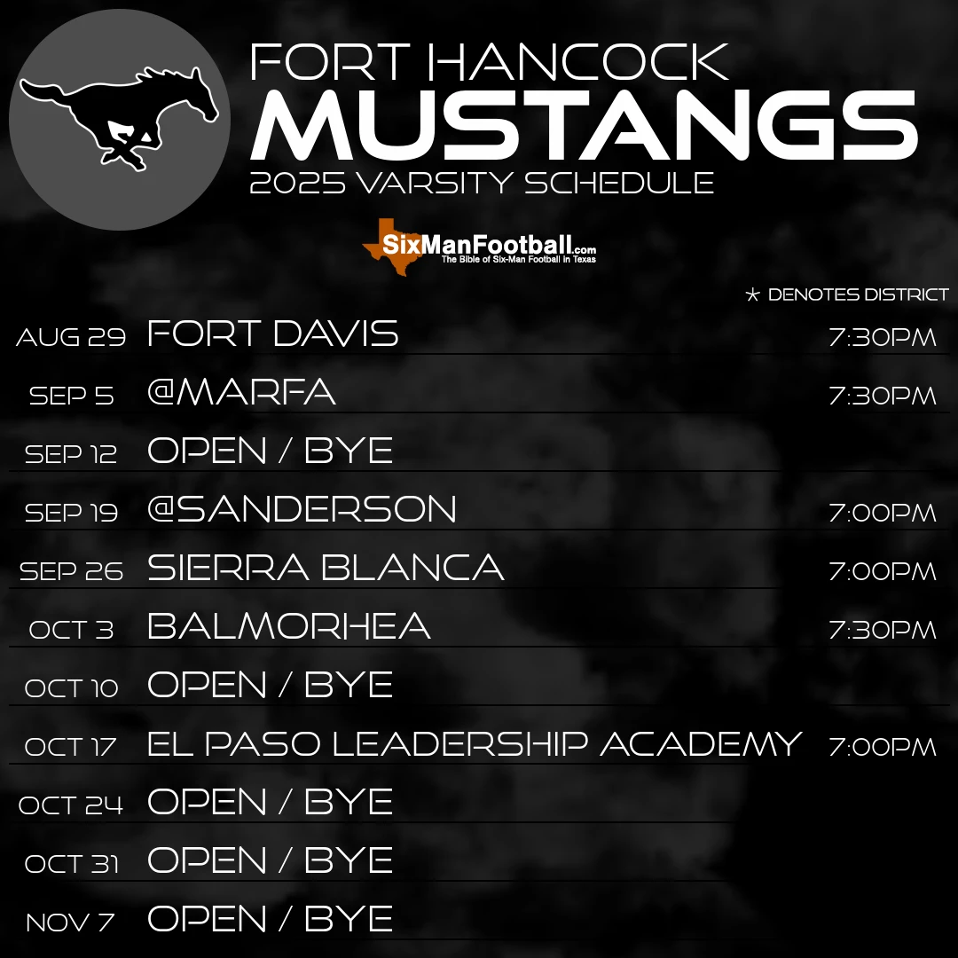 Fort Hancock Mustangs 2025 football schedule