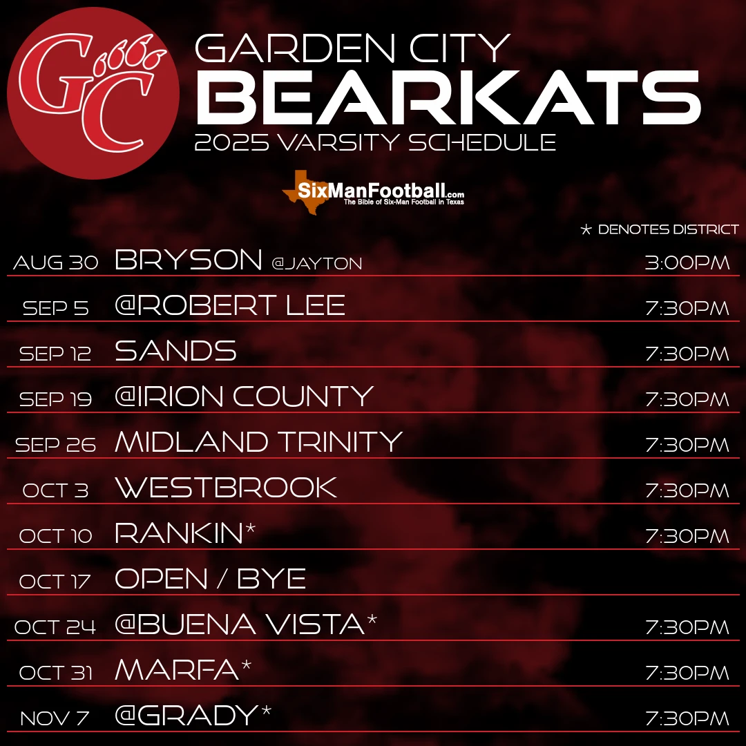 Garden City Bearkats 2025 football schedule