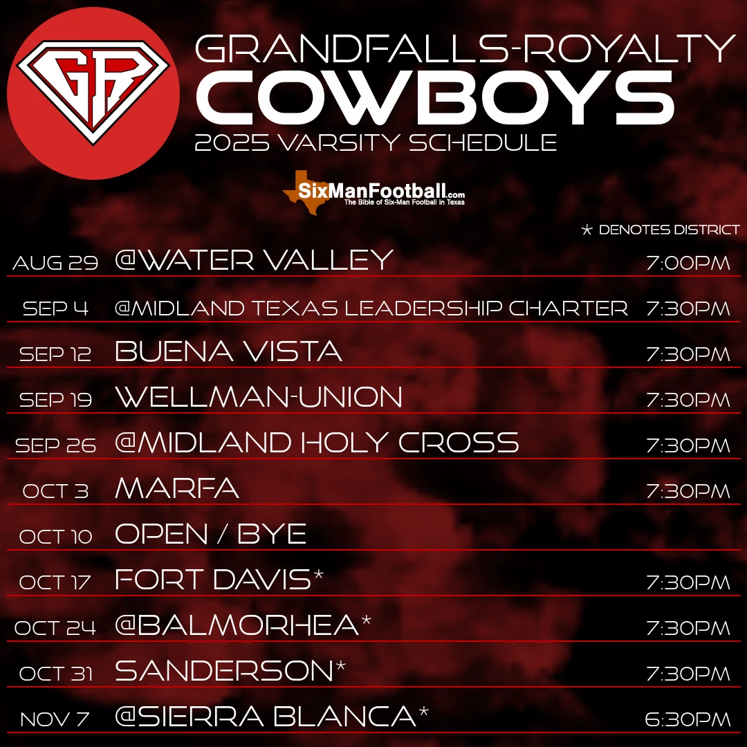 Grandfalls-Royalty Cowboys 2025 football schedule