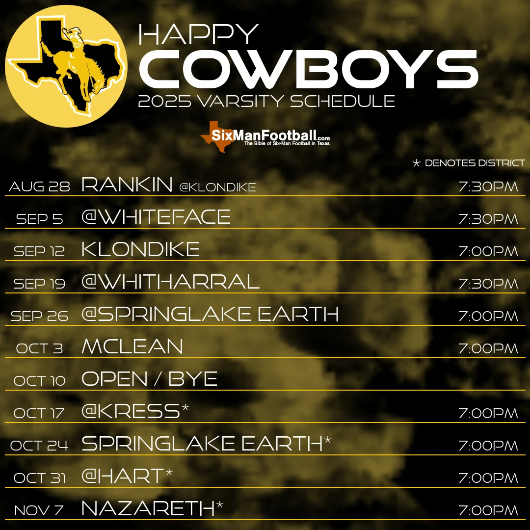 Happy Cowboys 2025 football schedule