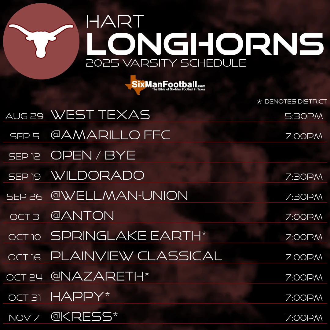 Hart Longhorns 2025 football schedule
