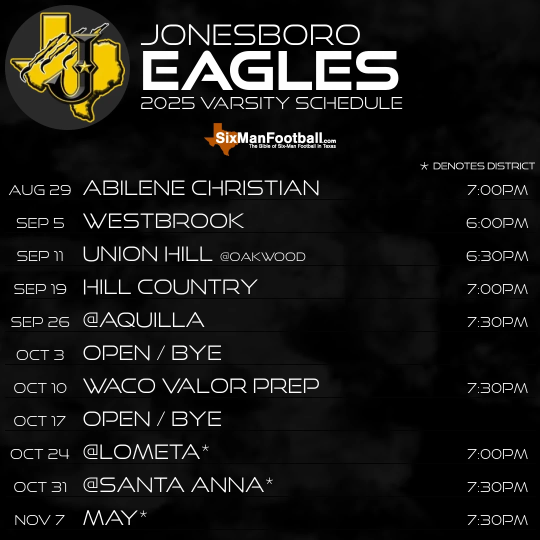 Jonesboro Eagles 2025 football schedule