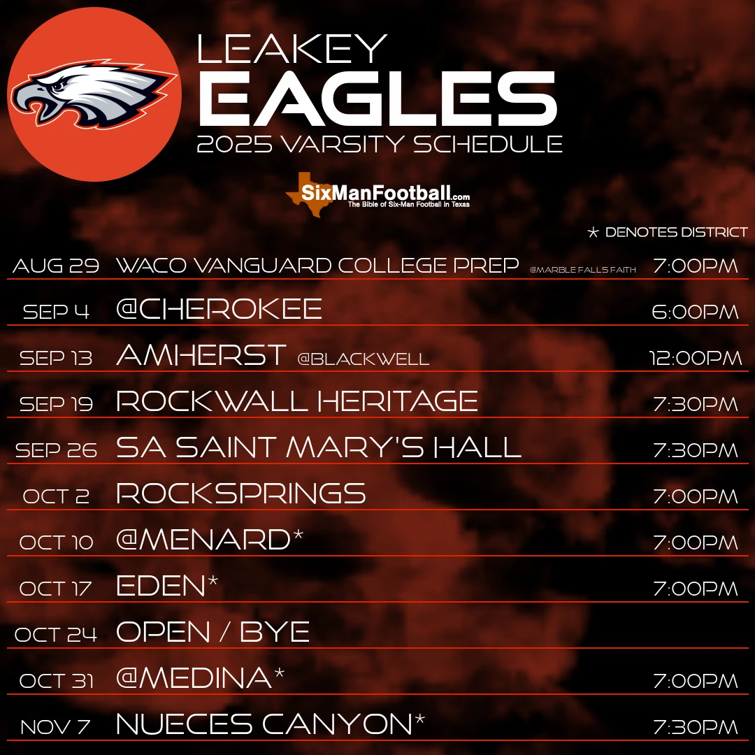 Leakey Eagles 2025 football schedule