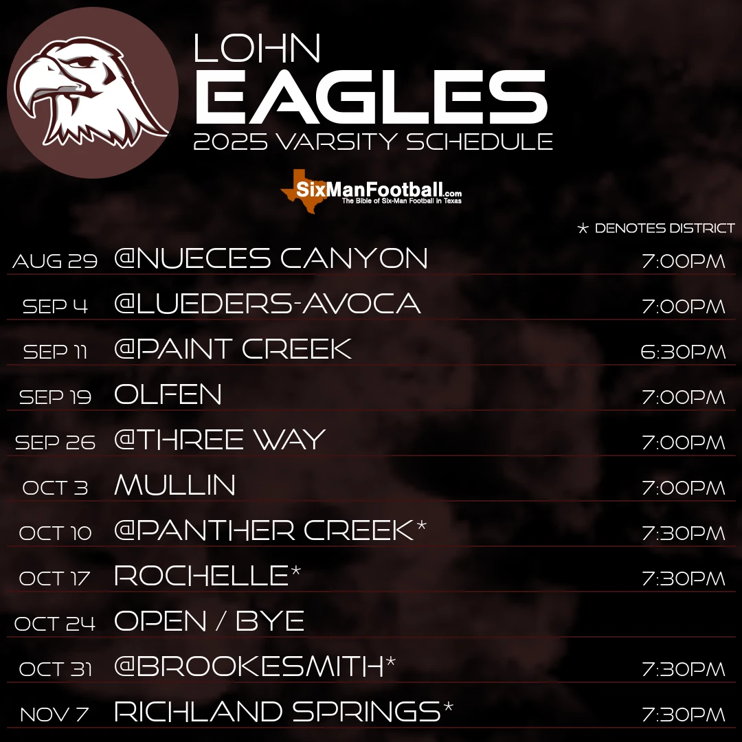 Lohn Eagles 2025 football schedule
