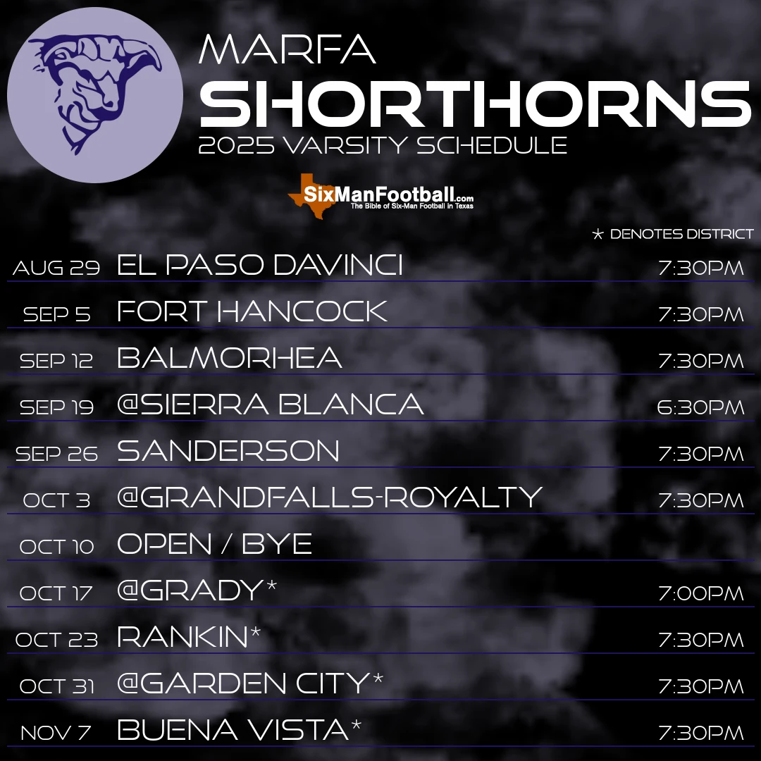 Marfa Shorthorns 2025 football schedule
