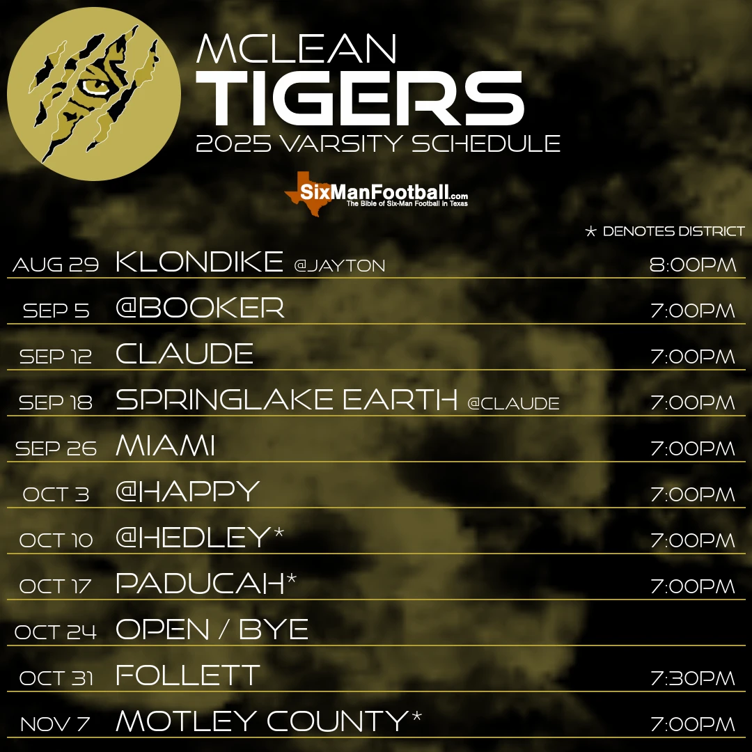 McLean Tigers 2025 football schedule