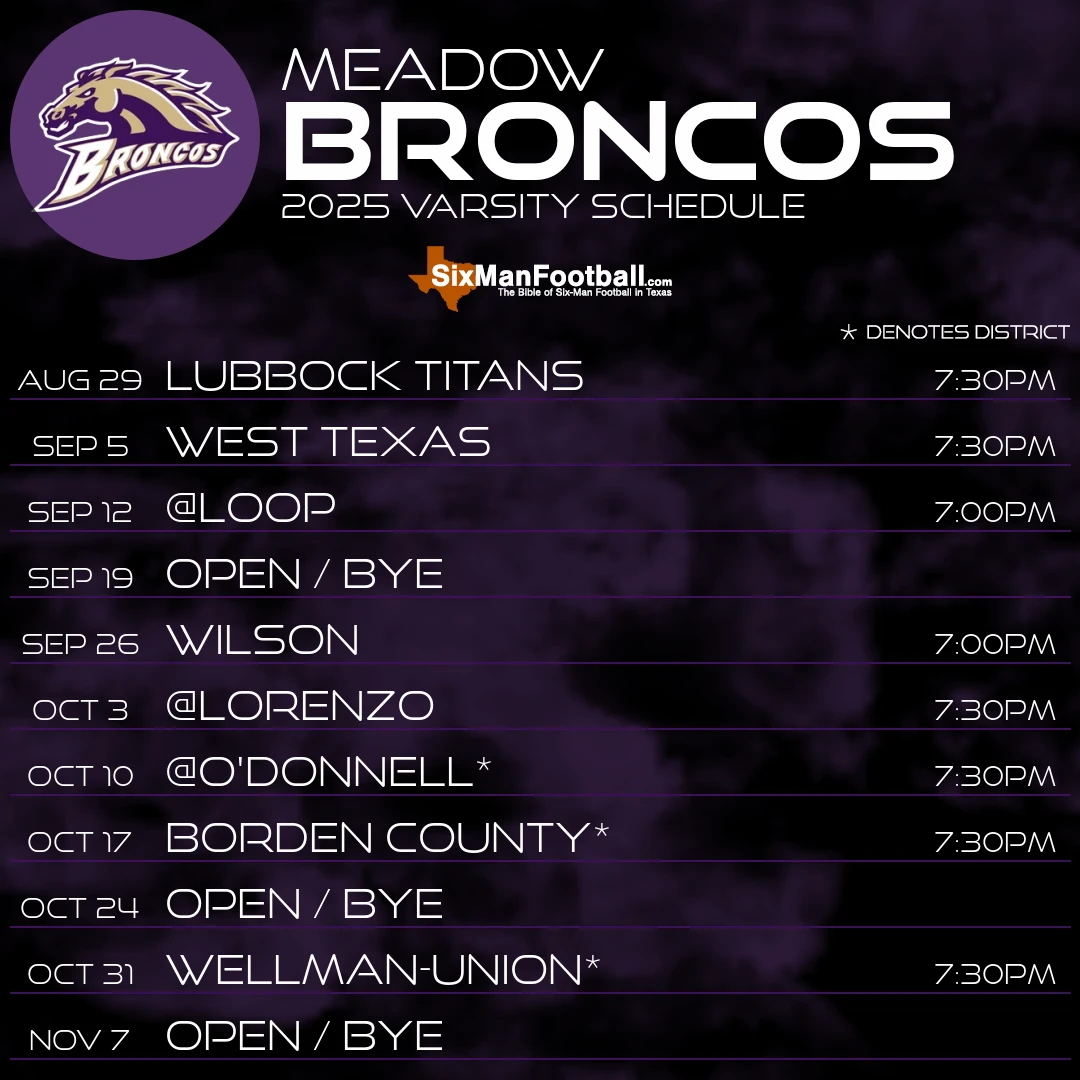 Meadow Broncos 2025 football schedule