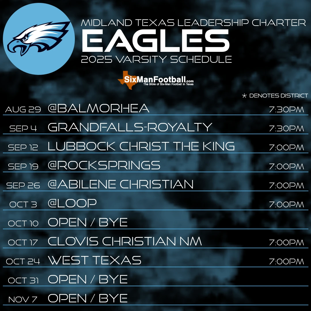 Midland Texas Leadership Charter Eagles 2025 football schedule