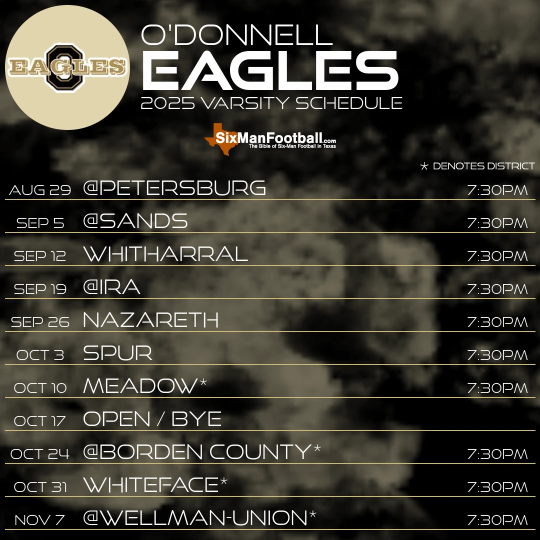 O'Donnell Eagles 2025 football schedule