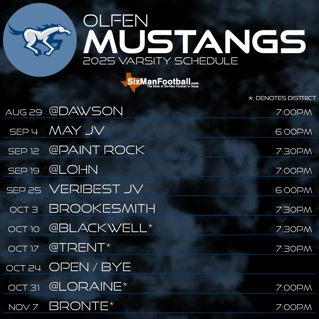 Olfen Mustangs 2025 football schedule
