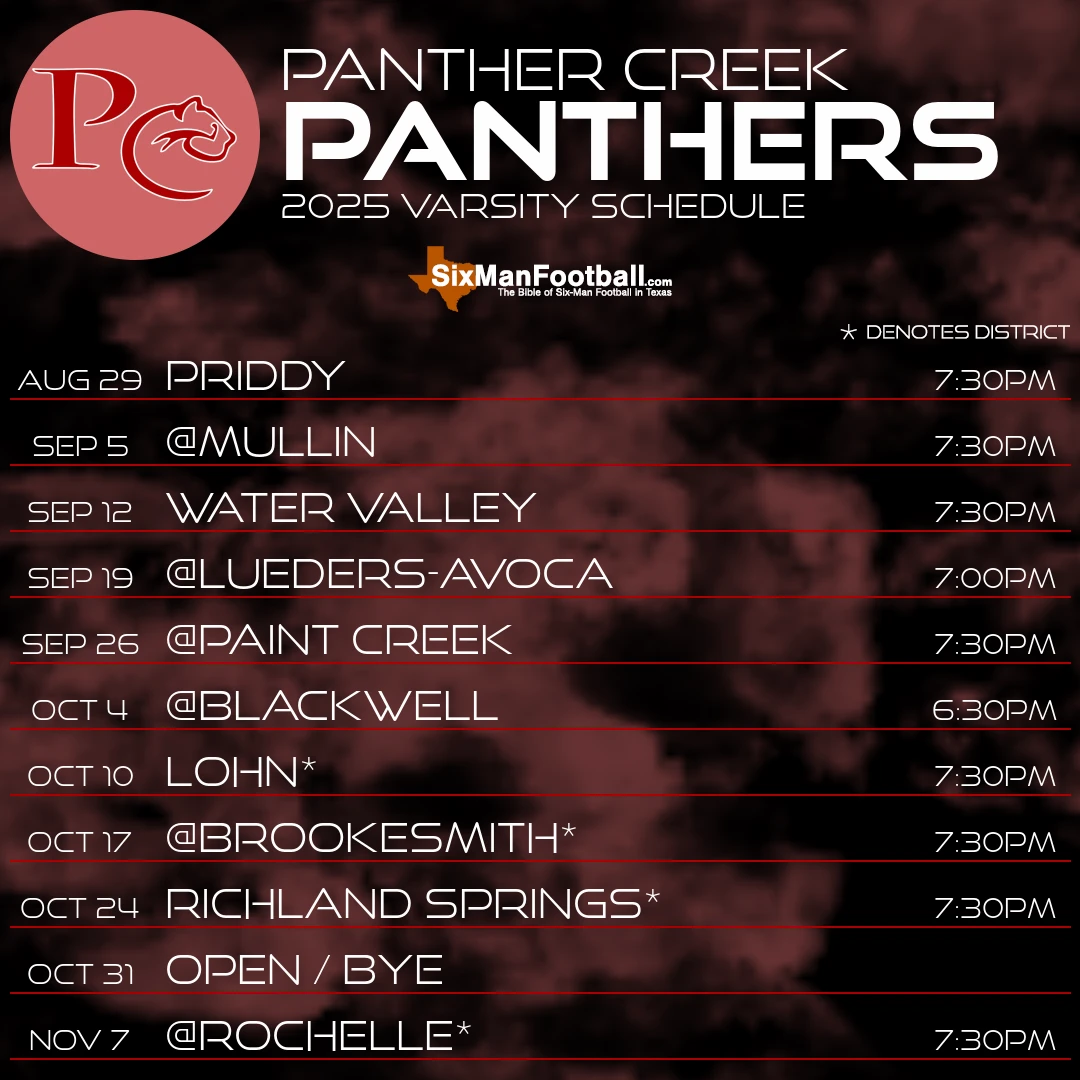 Panther Creek Panthers 2025 football schedule