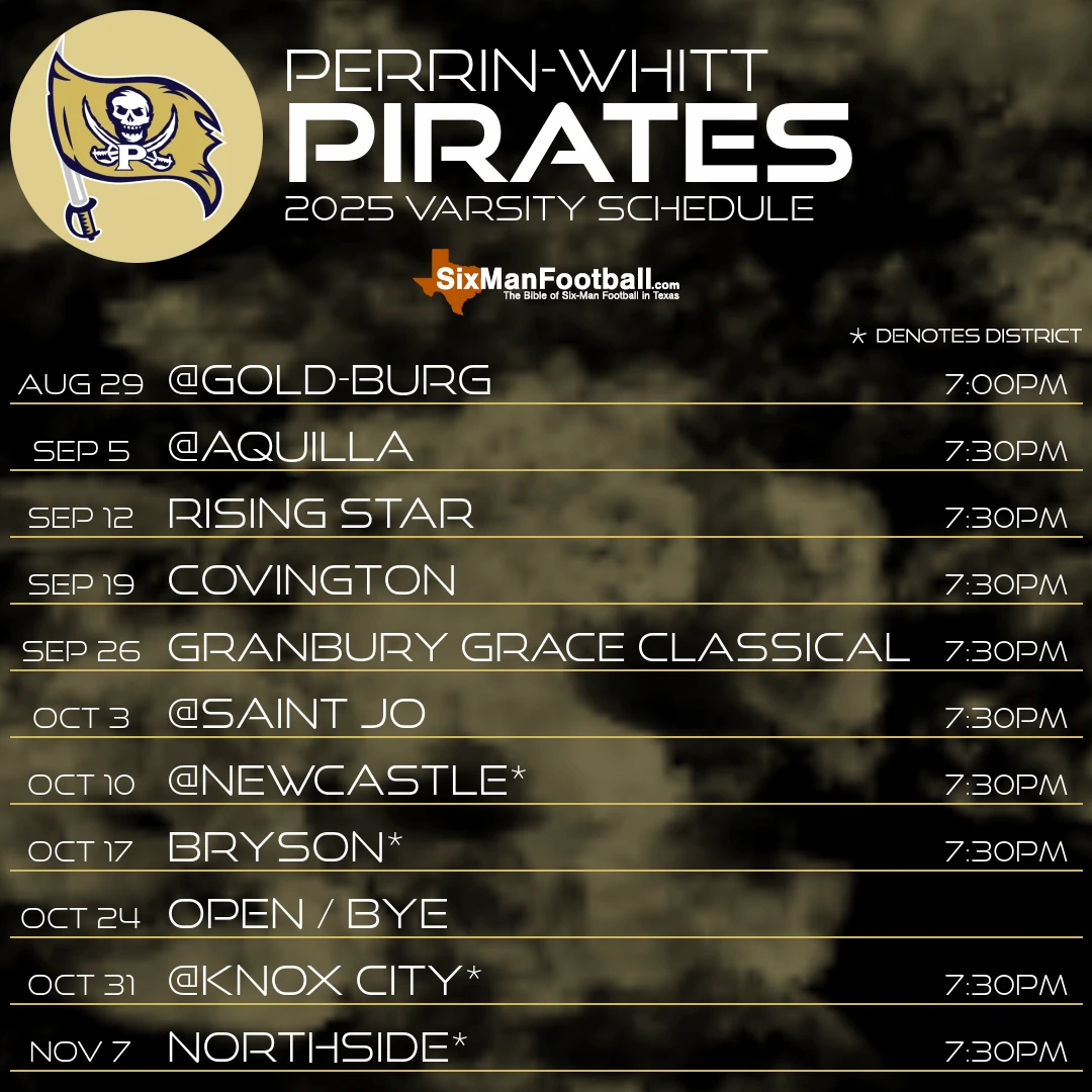 Perrin-Whitt Pirates 2025 football schedule