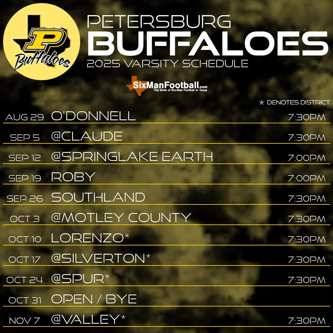 Petersburg Buffaloes 2025 football schedule