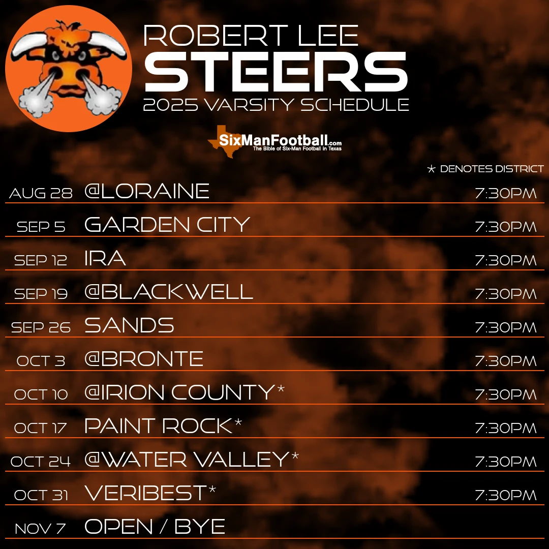 Robert Lee Steers 2025 football schedule