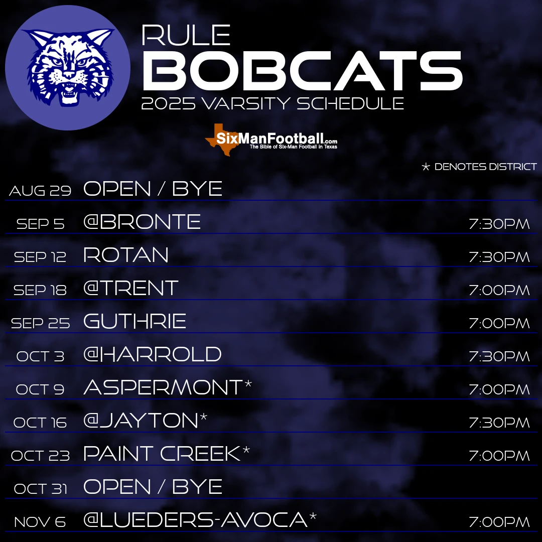 Rule Bobcats 2025 football schedule