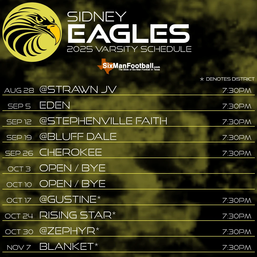 Sidney Eagles 2025 football schedule