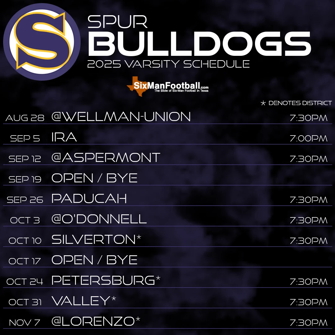 Spur Bulldogs 2025 football schedule