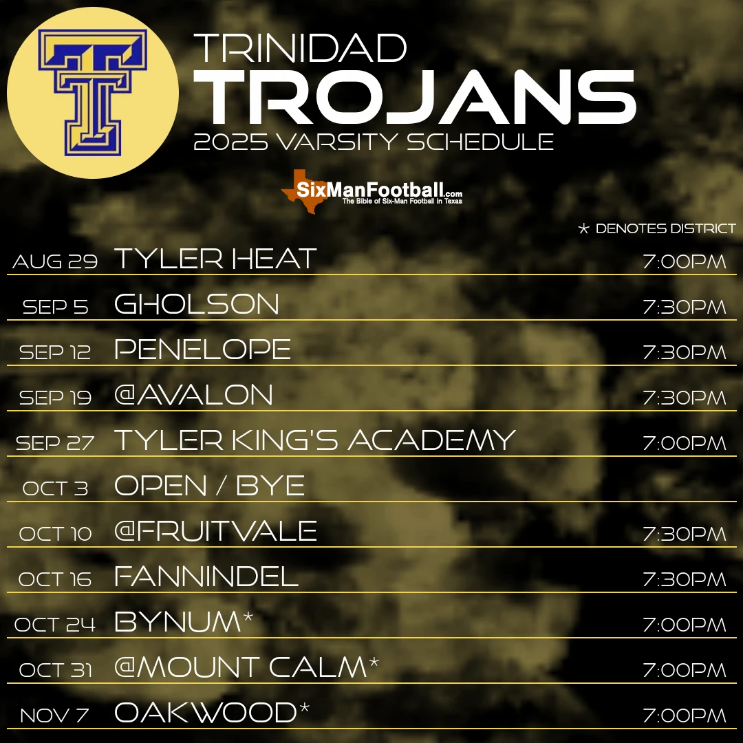 Trinidad Trojans 2025 football schedule