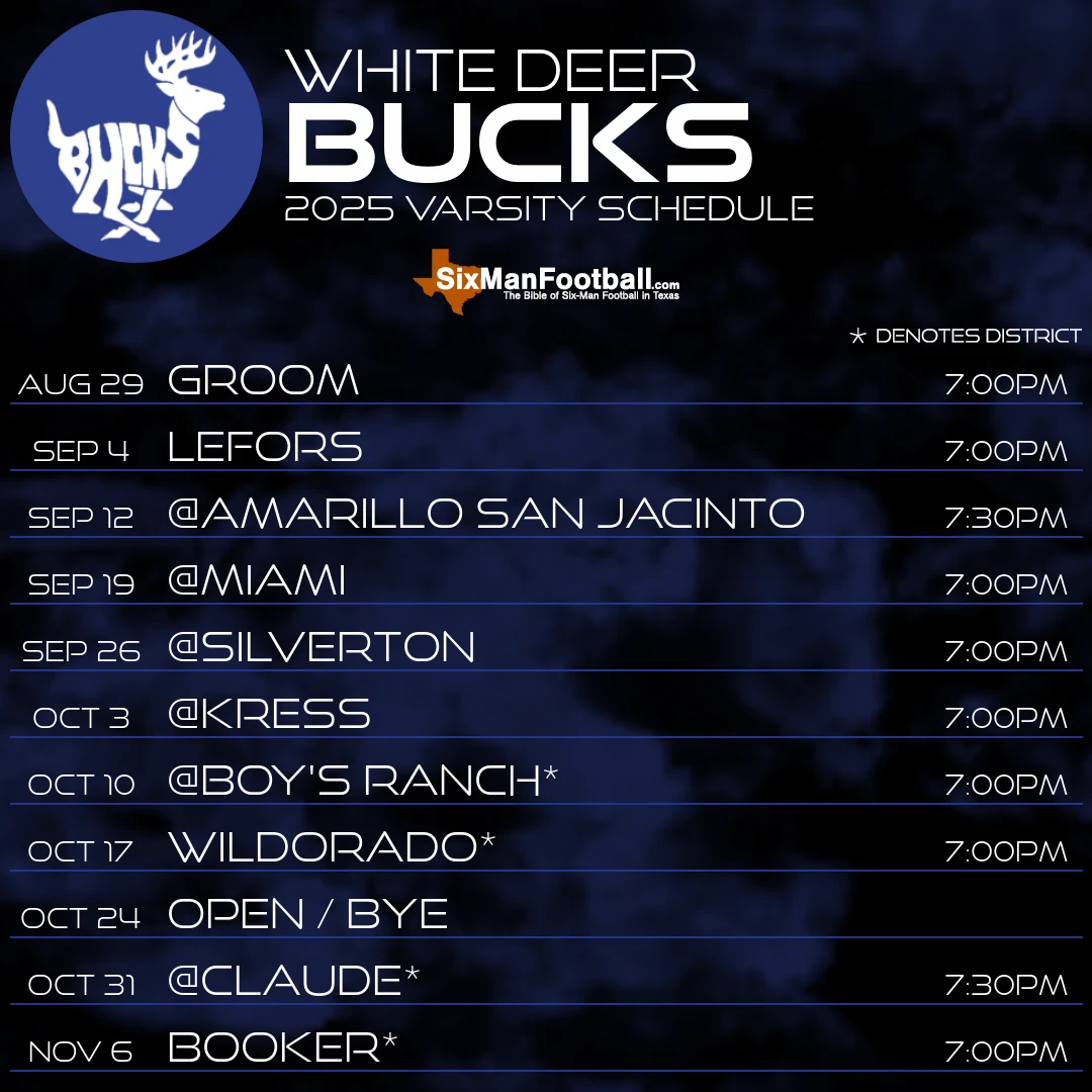 White Deer Bucks 2025 football schedule