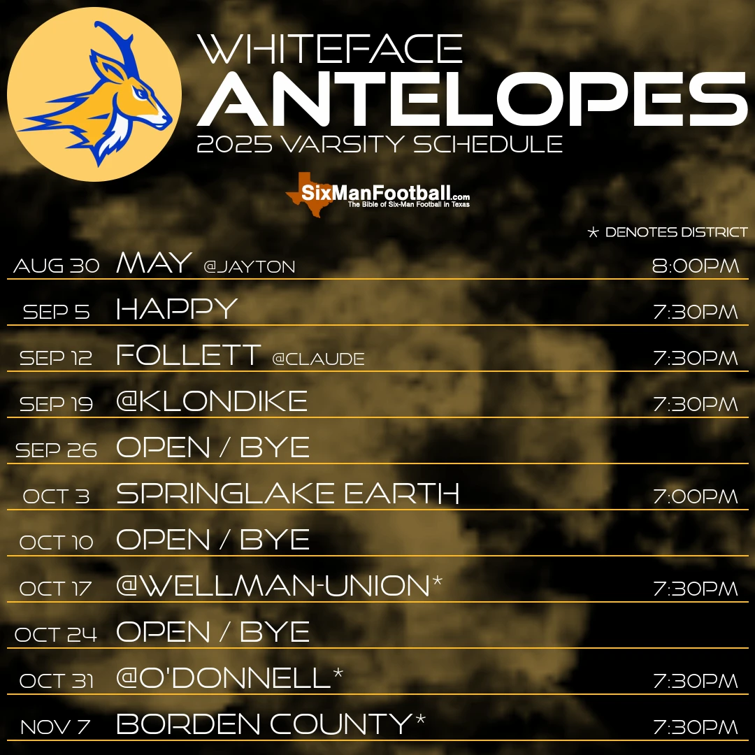 Whiteface Antelopes 2025 football schedule