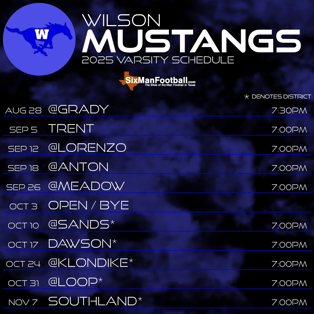 Wilson Mustangs 2025 football schedule