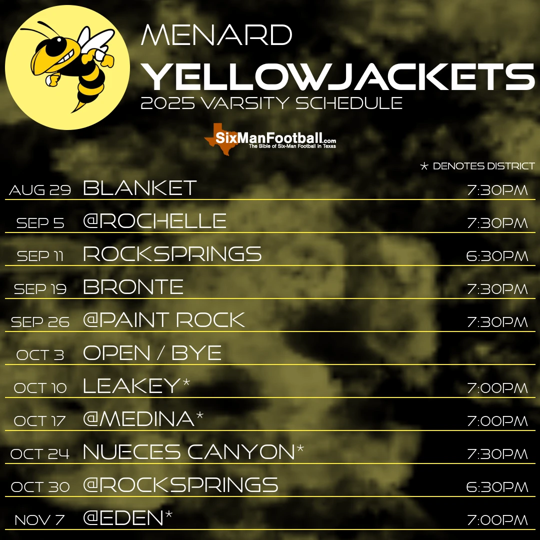 Menard Yellowjackets 2025 football schedule