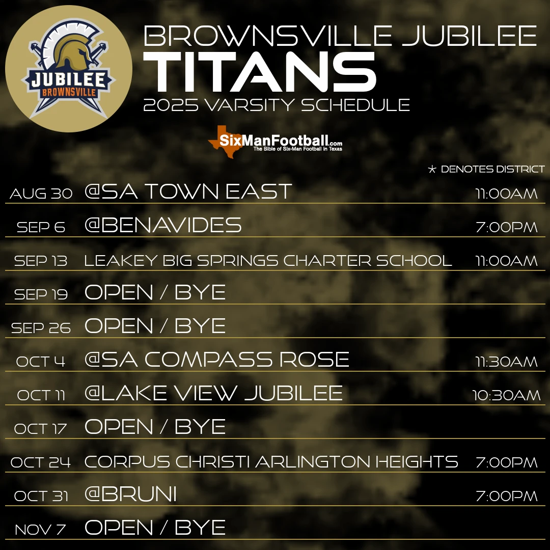 Brownsville Jubilee Titans 2025 football schedule