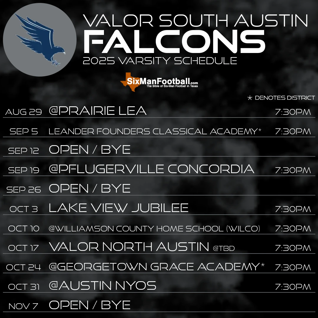 Valor South Austin Falcons 2025 football schedule