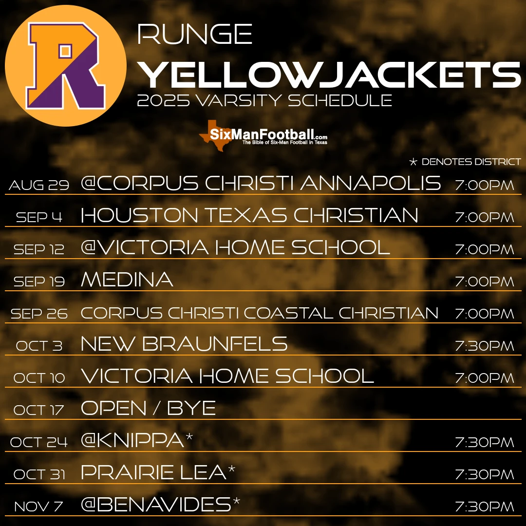 Runge Yellowjackets 2025 football schedule