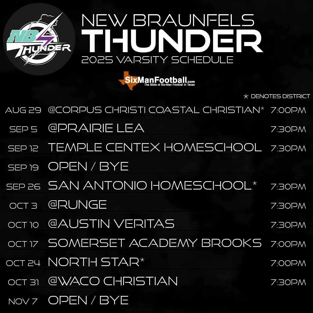 New Braunfels Thunder 2025 football schedule