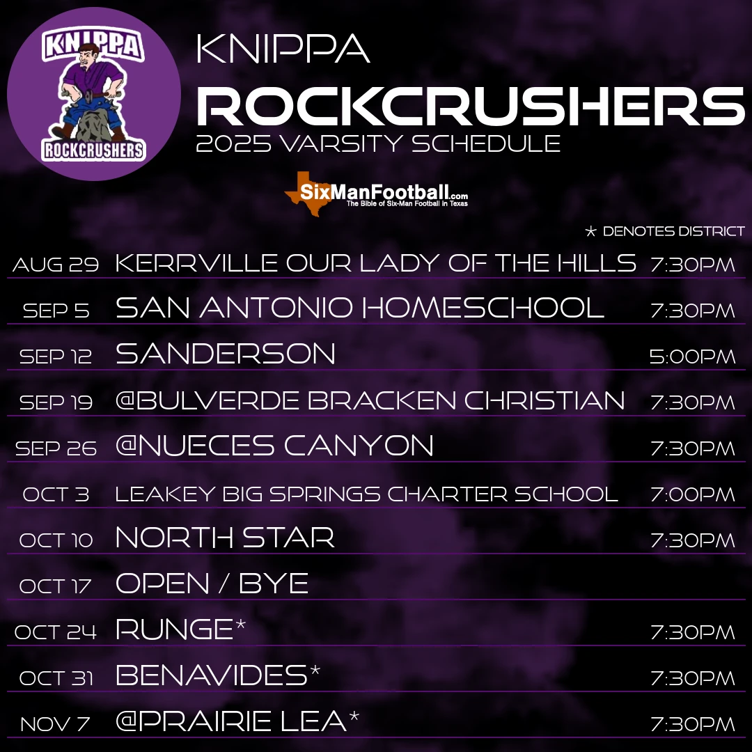 Knippa Rockcrushers 2025 football schedule