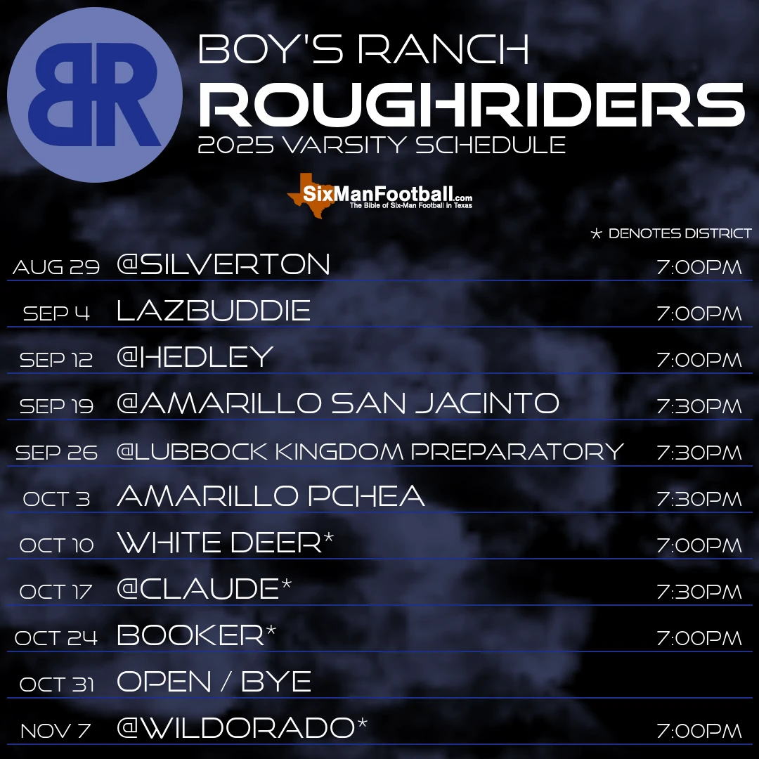 Boy's Ranch Roughriders 2025 football schedule