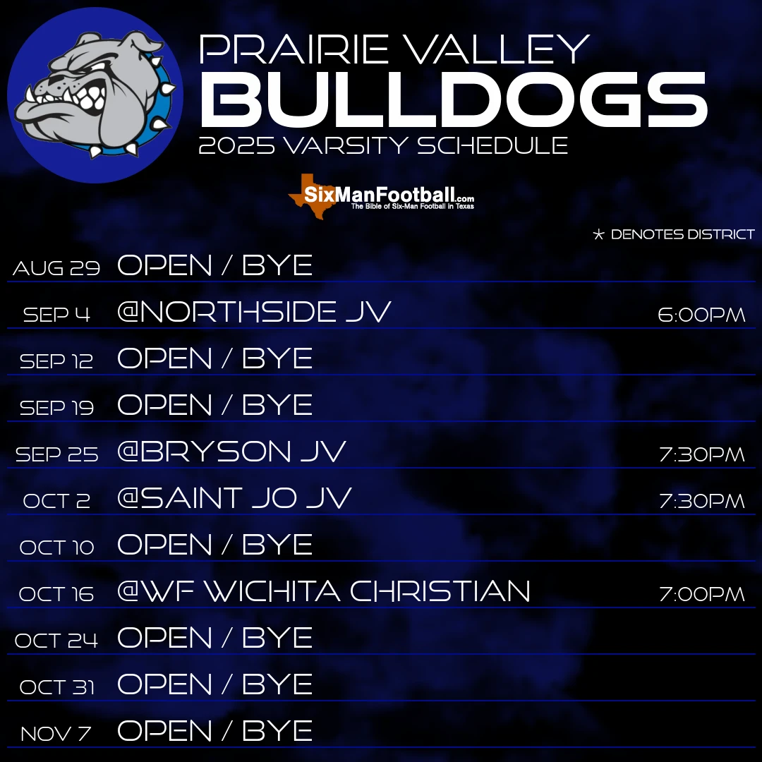 Prairie Valley Bulldogs 2025 football schedule